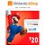CARTÃO NINTENDO 3DS / WII U SHOP / SWICH (CASH CARD) $20 - Imagem 1