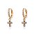 Brinco Argola Banho em Ouro 18K Cravejado com Cruz Pendurada - Imagem 1
