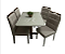 Mesa de Jantar Safira 1.20×80 EM MADERIRA MACIÇA C. Vidro 4 Cad. Pérola LINHO Bege - Imagem 1
