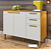 Balcão Anne 1.20 3 Portas 2 Gavetas Cinamomo/Branco Acetinado – Chf Móveis - Imagem 1