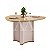 MESA DJ CHANEL 136X136 TAMPO ORGANICO C/VIDRO OFF WHITE/DOURADO - Imagem 1