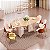 MESA DJ LIZ 218X108 TAMPO ORGANICO C/VIDRO OFF WHITE/DOURADO - Imagem 1