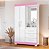 ROUPEIRO 2P. ABRIR 3G C/ ESPELHO NOTAVEL NT 6020 BRANCO NEW/ROSA FLEX - Imagem 1