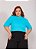 BLUSA GOLA ALTA PLUS SIZE BÁSICA - AZUL TURQUESA - Imagem 2