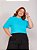 BLUSA GOLA ALTA PLUS SIZE BÁSICA - AZUL TURQUESA - Imagem 3
