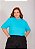 BLUSA GOLA ALTA PLUS SIZE BÁSICA - AZUL TURQUESA - Imagem 1
