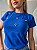 TSHIRT NO ALGODÃO GOLA NA RIBANA FLORES PÉROLAS - AZUL BIC - Imagem 1