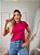 TSHIRT NO ALGODÃO LISA GOLA NA RIBANA - ROSA PINK - Imagem 2