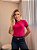 TSHIRT NO ALGODÃO BICOLOR - ROSA PINK C/ PRETO - Imagem 2