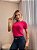 TSHIRT NO ALGODÃO BICOLOR - ROSA PINK C/ PRETO - Imagem 4