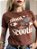 TSHIRT NO ALGODÃO GOLA NA RIBANA BOOT SCOOTIN -AVELÃ - Imagem 1
