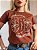 TSHIRT NO ALGODÃO GOLA NA RIBANA COWGIRL BOTAS PEDRARIA-CHOCOLATE - Imagem 1