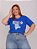 TSHIRT NO ALGODÃO PLUS SIZE BORDADA STITCH CORAÇÃO -AZUL BIC - Imagem 1