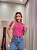 TSHIRT NO ALGODÃO GOLA NA RIBANA LISTRADA - ROSA PINK - Imagem 3