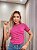 TSHIRT NO ALGODÃO GOLA NA RIBANA LISTRADA - ROSA PINK - Imagem 4