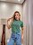 TSHIRT NO ALGODÃO GOLA NA RIBANA LISTRADA - VERDE - Imagem 3