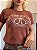 TSHIRT NO ALGODÃO GOLA NA RIBANA COWGIRLS FERRADURA- AVELÃ - Imagem 1