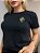 TSHIRT BORDADA MINIMALISTA NO ALGODÃO GOLA NA RIBANA FLORES - PRETA - Imagem 1