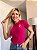 TSHIRT BORDADA MINIMALISTA NO ALGODÃO GOLA NA RIBANA GIRASSOL- ROSA PINK - Imagem 2