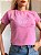 TSHIRT NO ALGODÃO GOLA NA RIBANA AGRADECER POR CADA MOMENTO PÉROLA- ROSA IORGUTE - Imagem 1