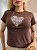 TSHIRT NO ALGODÃO GOLA NA RIBANA CORAÇÃO FLORES - CHOCOLATE - Imagem 1