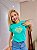TSHIRT NO ALGODÃO GOLA NA RIBANA CORAÇÃO ALTO RELEVO-VERDE ÁGUA - Imagem 2