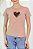 TSHIRT CORAÇÃO APLICAÇÃO EM COURO -NUDE - Imagem 1