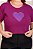 TSHIRT PLUS SIZE CORAÇÃO LANTEJOULA - ROXO UVA - Imagem 1