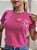 TSHIRT BORDADA 2 FLORES - ROSA PINK - Imagem 1