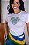 TSHIRT BRASIL BANDEIRA CORAÇÃO PEDRARIA - BRANCA - Imagem 1