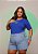 TSHIRT PLUS SIZE BORDADA BRASIL BANDEIRA- AZUL - Imagem 1