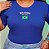 TSHIRT PLUS SIZE BORDADA BRASIL BANDEIRA- AZUL - Imagem 3