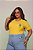 TSHIRT PLUS SIZE BORDADA BRASIL BRASÃO - AMARELA - Imagem 1