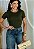 BLUSA BÁSICA CANELADA FEMININA - VERDE MILITAR - Imagem 1