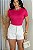 BLUSA BÁSICA CANELADA FEMININA - ROSA CHICLETE - Imagem 1