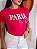 TSHIRT NO ALGODÃO GOLA NA RIBANA PARIS PEDRARIA - ROSA PINK - Imagem 1