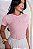 TSHIRT NO ALGODÃO GOLA NA RIBANA PONTO DE LUZ E PÉROLAS - ROSA BEBÊ - Imagem 1
