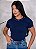 TSHIRT NO ALGODÃO GOLA NA RIBANA PÉROLAS - AZUL MARINHO - Imagem 1