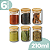 Kit 6 Porta Condimentos e Temperos em Vidro com Tampa De Bambu 210ml - Imagem 2