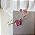 Conjunto Colar e Brinco Kira aro com pedra retangular fusion rosa - Imagem 5