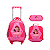 Kit com mochilete com rodas + estojo + lancheira térmica infantil rosa de bailarina yins - Imagem 1