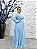 Vestido Olinda longo azul serenity de poá com manga longa 42 - Imagem 5