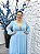 Vestido Olinda longo azul serenity de poá com manga longa 42 - Imagem 2