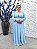 Vestido Olinda longo azul serenity de poá com manga longa 42 - Imagem 1