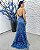 Vestido Netuno azul cobalto bordado manualmente  + Clutch Brinde - Imagem 2