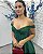 Vestido Terra verde esmeralda bordado manualmente + Clutch Brinde - Imagem 3