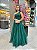 Vestido Filomena verde esmeralda bordado manualmente + Clutch brinde - Imagem 1