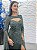 Vestido Brigida Verde Oliva bordado manualmente + Clutch Brinde - Imagem 2