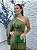Vestido Bangladesh Verde Oliva bordado manualmente + Clutch Brinde - Imagem 2
