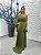 Vestido Bangladesh Verde Oliva bordado manualmente + Clutch Brinde - Imagem 1